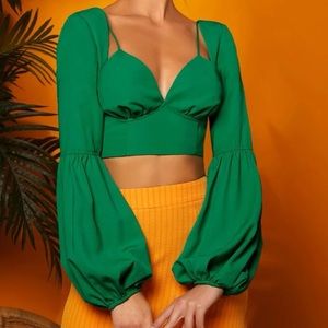 Brand new cut out emerald green crop top